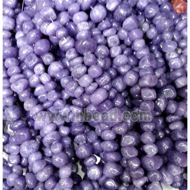 purple jade beads, freeform chips, stabile