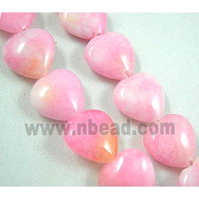 Jade beads, heart, pink