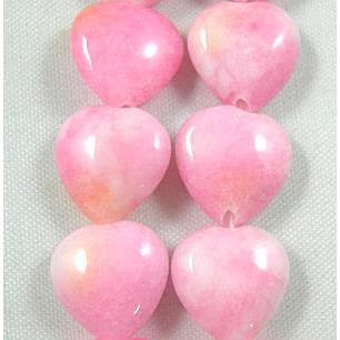 Jade beads, heart, pink