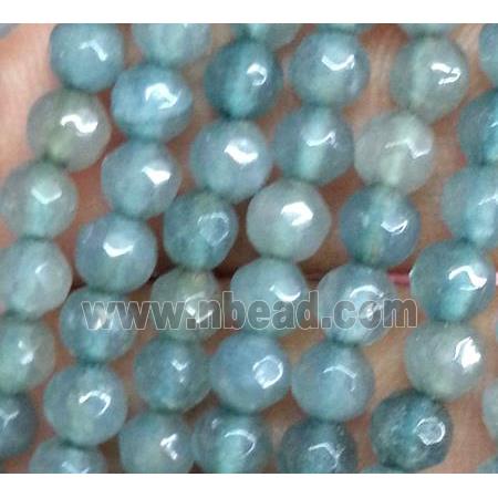 jade beads, faceted round, blue