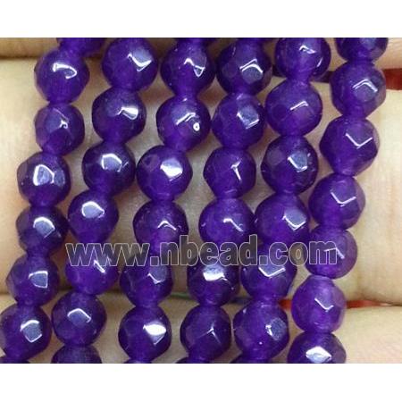 jade beads, faceted round, purple