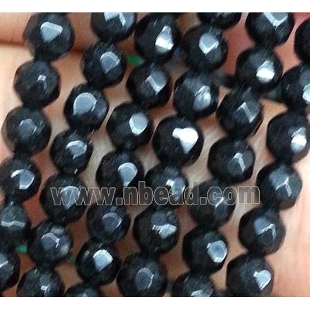 black jade beads, faceted round