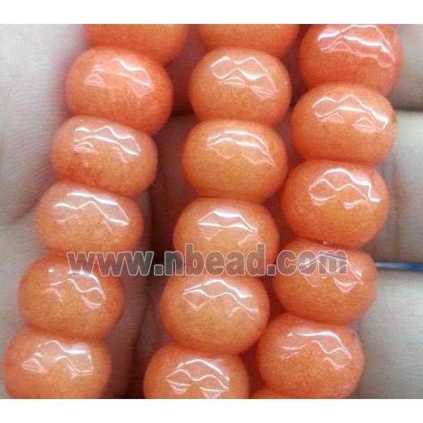 jade bead, faceted rondelle, orange