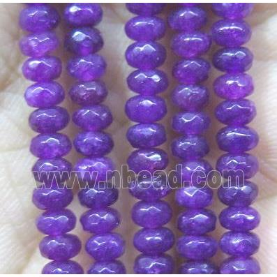 pueple Jade bead, faceted rondelle, dye
