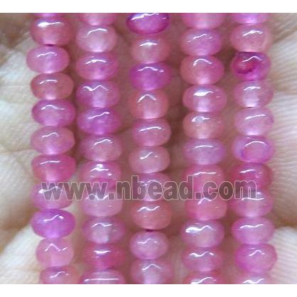 pink Jade bead, faceted rondelle, dye