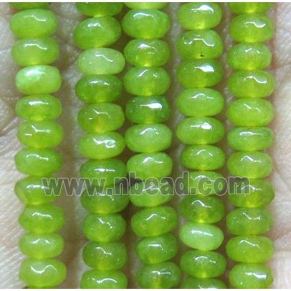 olive Jade beads, faceted rondelle, dye