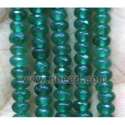 green Jade bead, faceted rondelle, dye