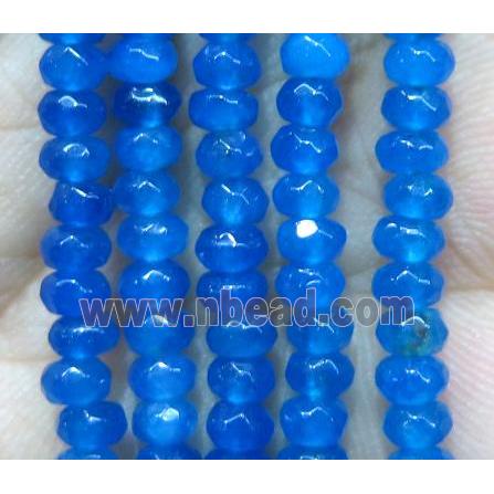 blue Jade bead, faceted rondelle, dye