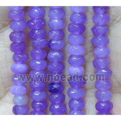 lavender Jade bead, faceted rondelle, dye