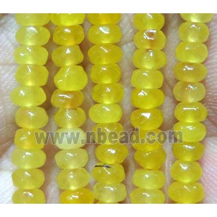 yellow Jade bead, faceted rondelle, dye