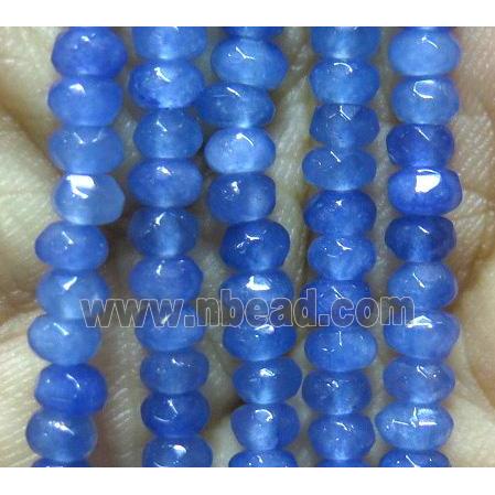 blue Jade bead, faceted rondelle, dye
