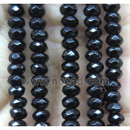 black Jade bead, faceted rondelle, dye