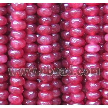 jade beads, faceted rondelle, red