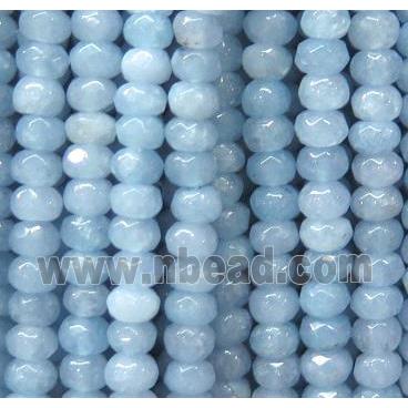 jade beads, faceted rondelle, lt.blue