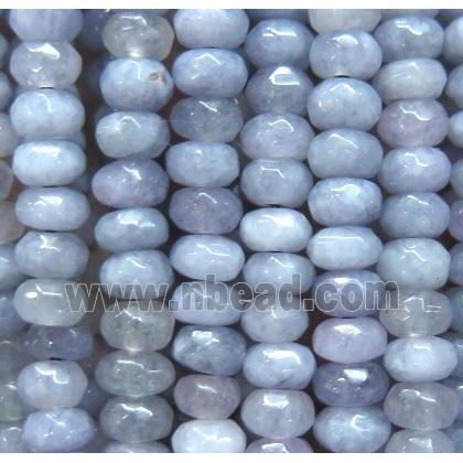 jade beads, faceted rondelle, mid-gray