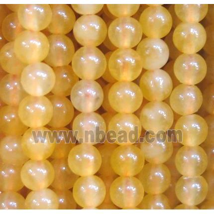 tiny agate beads, round, yellow dye