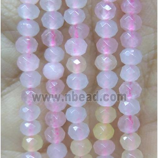 tiny jade bead, faceted rondelle, dye pink