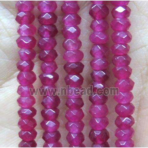 tiny jade bead, faceted rondelle, dye hotpink