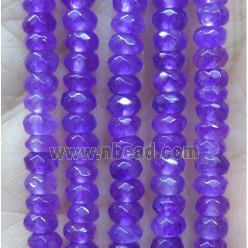 tiny jade bead, faceted rondelle, dye purple