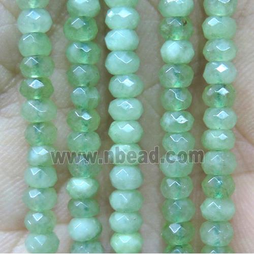 tiny jade bead, faceted rondelle, dye green