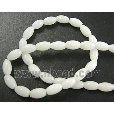 Jade beads, rice shape, ivory white