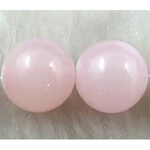 Round Jade bead, Pink, dye, stabile, half transparent