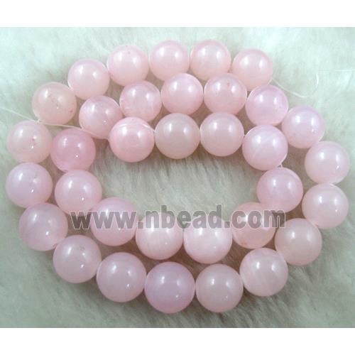 Round Jade bead, Pink, dye, stabile, half transparent