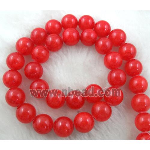 Round Jade beads, Red dye