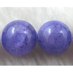 Round Jade bead, lavender, dye, stabile, half transparent