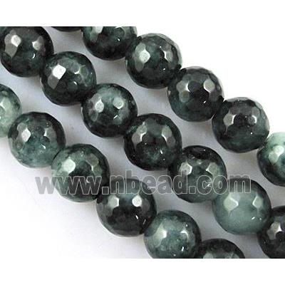 deepgreen Quartzite Jade beads, faceted round