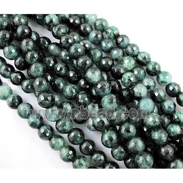deepgreen Quartzite Jade beads, faceted round