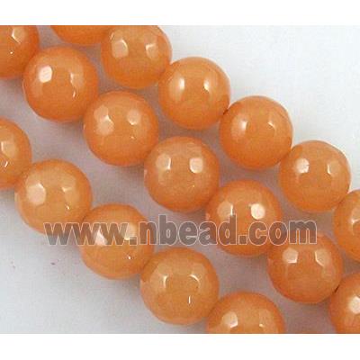 orange Quartzite Jade beads, faceted round