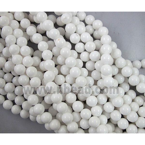 white Quartzite Jade beads, round