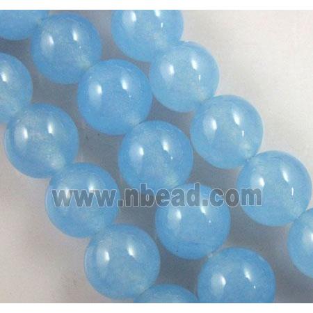 blue Quartzite Jade beads, round