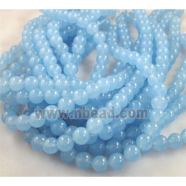 blue Quartzite Jade beads, round