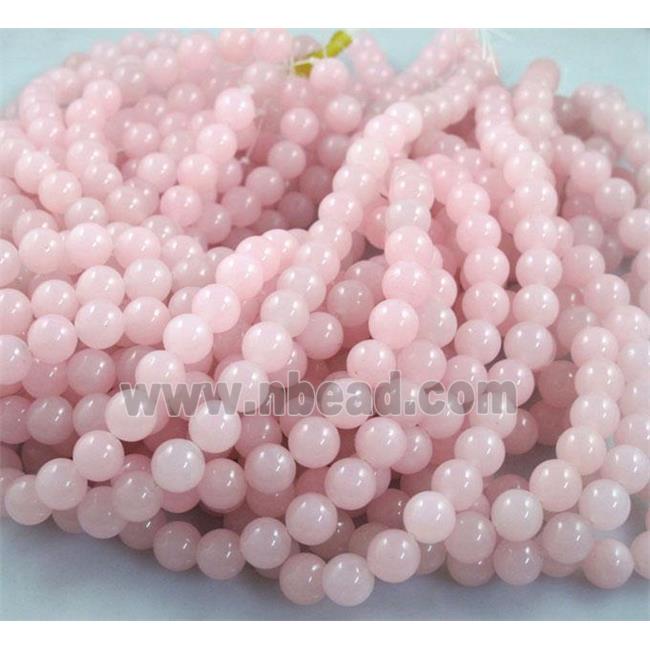pink Quartzite Jade beads, round