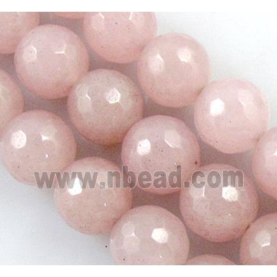 pink Quartzite Jade beads, faceted round