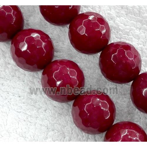 Red Jade Beads, stabile, faceted round
