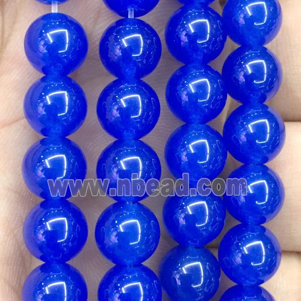 royal blue Malaysia Jade beads, round