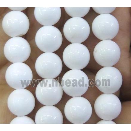 Natural Honey Jade Beads Smooth Round White Dye