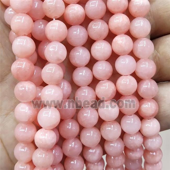 Natural Honey Jade Beads Smooth Round Peach Dye