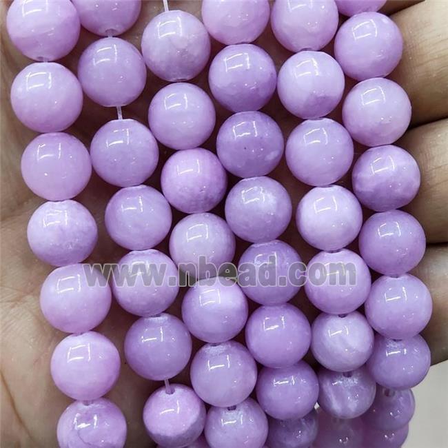 Natural Honey Jade Beads Smooth Round Lavender Dye