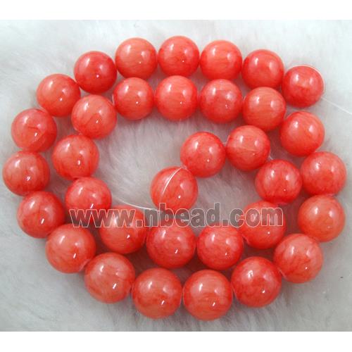 round Mashan Jade Beads, dye red
