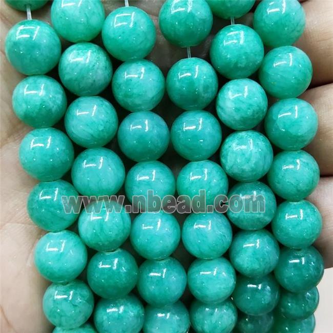 Natural Honey Jade Beads Smooth Round Green Dye