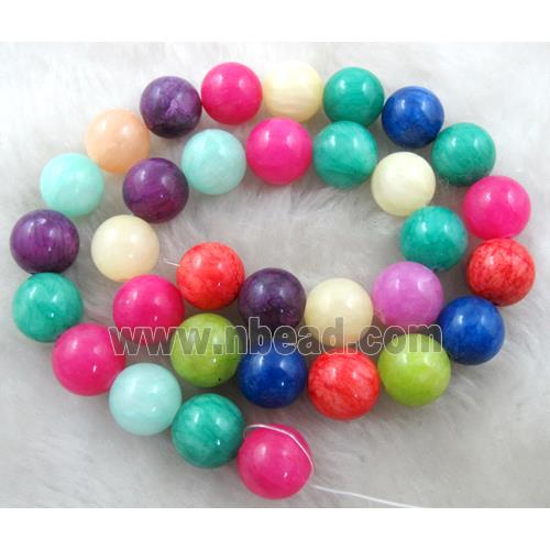round Mashan Jade Beads, mix color