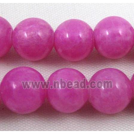 jade beads, hot-pink, round, stabile