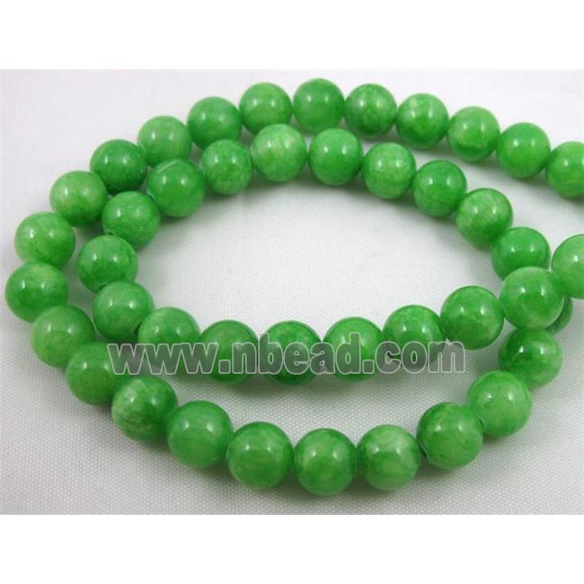 chunky green jade bead, round, stabile
