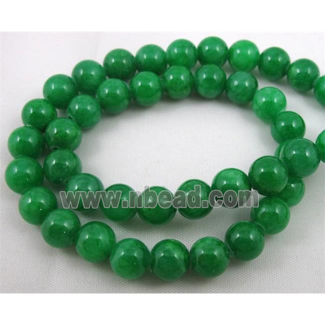 deep-green jade bead, round, stabile