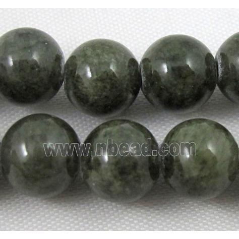 dark-green jade bead, round, stabile
