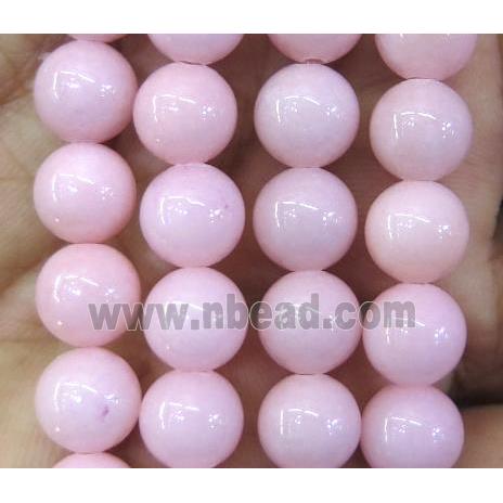 pink jade beads, round, stabile